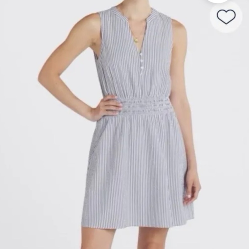 Market & Spruce blue and white striped seersucker dress.